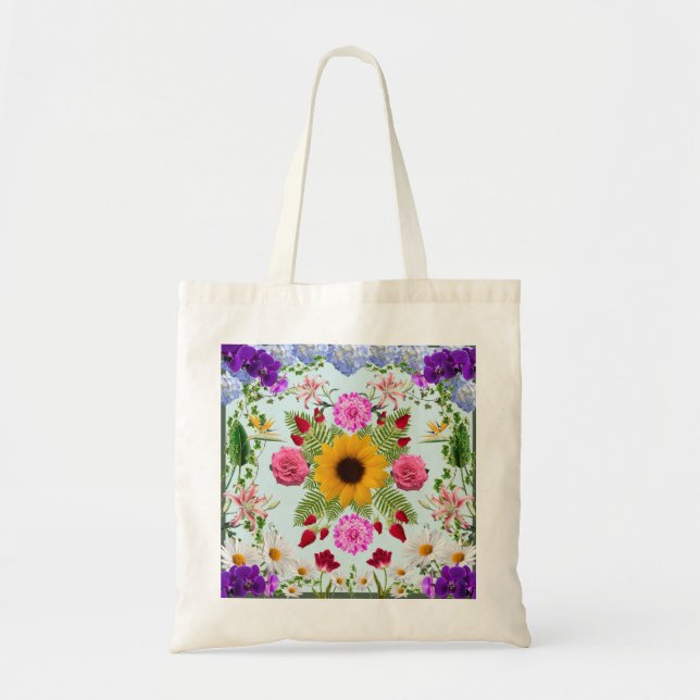 Flower mandala art collage tote bag (Front)