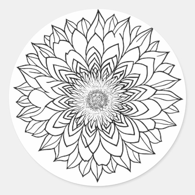 FLOWER MANDALA ART FOR SPIRITUAL MEDITATION  CLASSIC ROUND STICKER (Front)