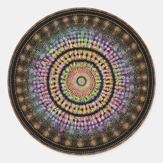 FLOWER MANDALA ART FOR SPIRITUAL MEDITATION CLASSIC ROUND STICKER (Front)