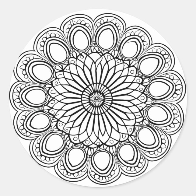 FLOWER MANDALA ART FOR SPIRITUAL MEDITATION CLASSIC ROUND STICKER (Front)