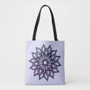 Flower Mandala Blue Violet Floral Art T-Shirt Key Tote Bag