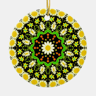 Flower Mandala Ceramic Tree Decoration