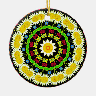Flower Mandala Ceramic Tree Decoration