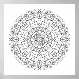 Flower Mandala Coloring for Adults Poster