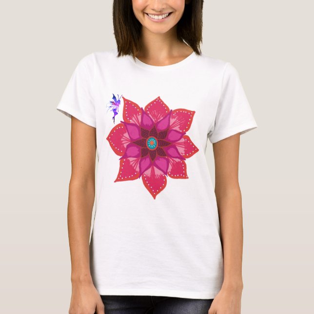Flower Mandala Fairy Maternity T-Shirt, White T-Shirt (Front)