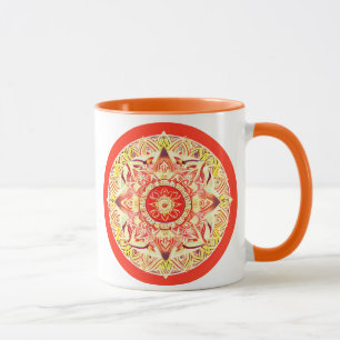 Flower Mandala in Mandarin Orange Mug
