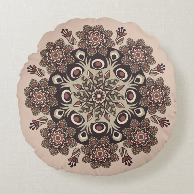 flower mandala round pillow (Front)