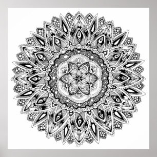 Flower mandala sacred geometry seed of life poster