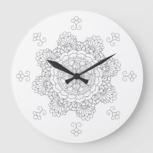 Flower Mandala. Vintage decorative elements. Orien Large Clock