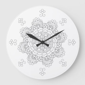Flower Mandala. Vintage decorative elements. Orien Large Clock