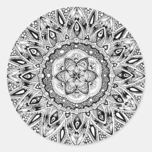 Flower mandala w/ seed of life classic round sticker