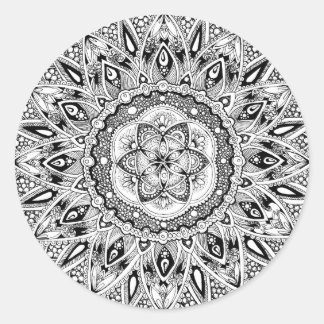 Flower mandala w/ seed of life classic round sticker