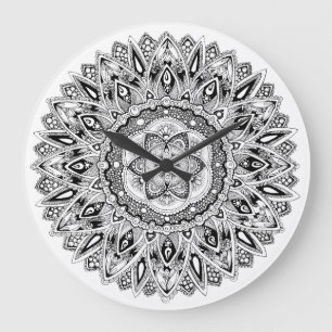 Flower mandala w/ seed of life large clock
