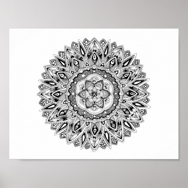 Flower mandala w/ seed of life poster (Front)
