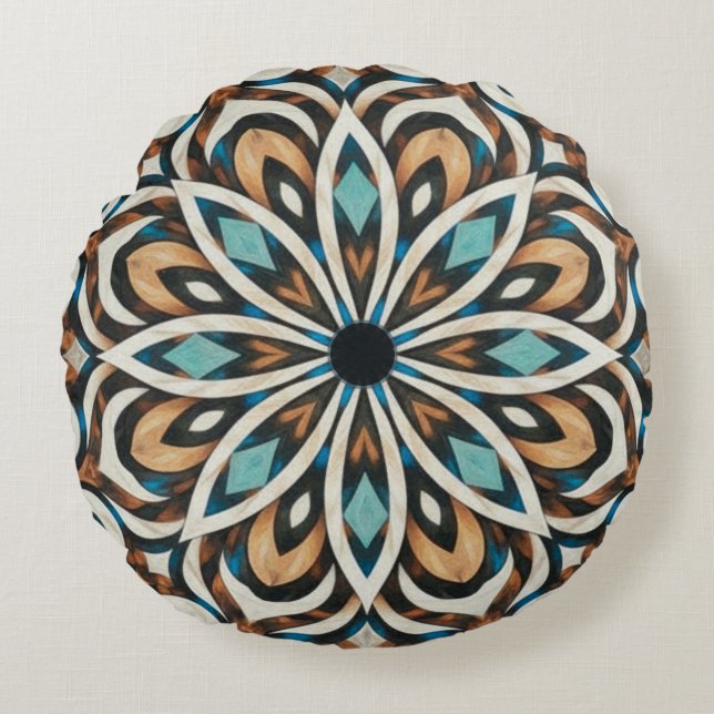 Flower Mandala Weave  Round Cushion (Front)