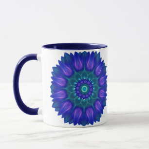 Flower Mandala With Glowing Shades of Blue Mug