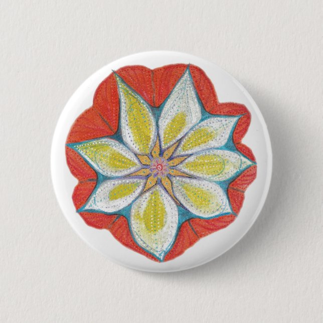 Flower Mandala Yoga Round Badge (Front)
