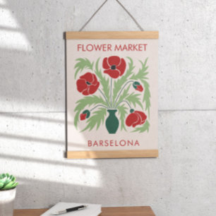 Flower Market Abstract Retro Poppy Poster