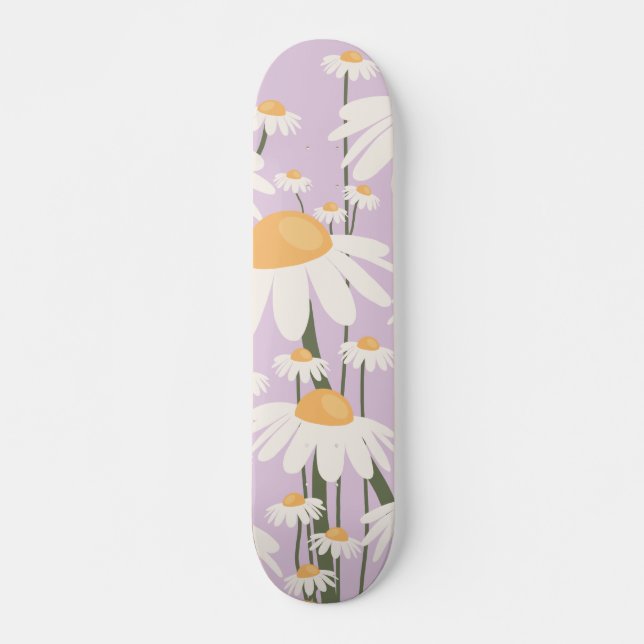 Flower Market Amsterdam Abstract Retro Daisies Skateboard (Front)