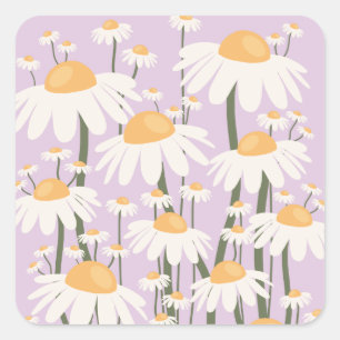 Flower Market Amsterdam Abstract Retro Daisies Square Sticker