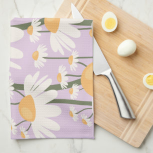 Flower Market Amsterdam Abstract Retro Daisies Tea Towel