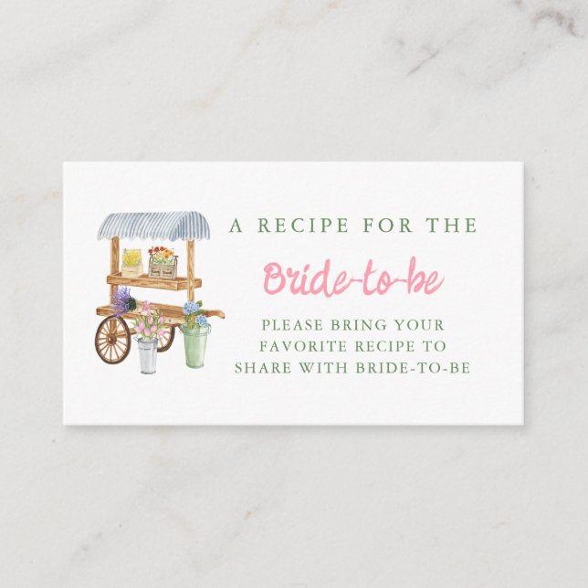 Flower Market Bridal Shower Share A Recipe Enclosure Card (Front)