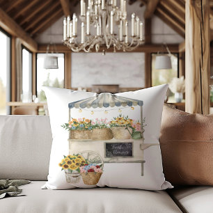 Flower Market Chart Watercolor Cottagecore Art Cushion