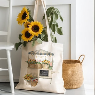 Flower Market Chart Watercolor Cottagecore Art Tote Bag