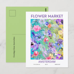 Flower Market Cities of the World Amsterdam Postcard