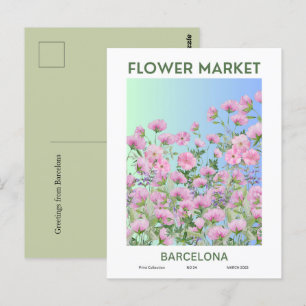Flower Market Cities of the World Barcelona Postcard