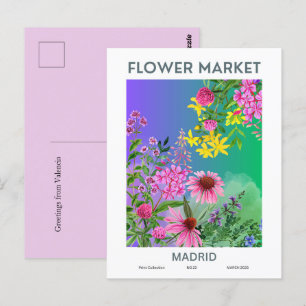 Flower Market Cities of the World Madrid Custom  Postcard