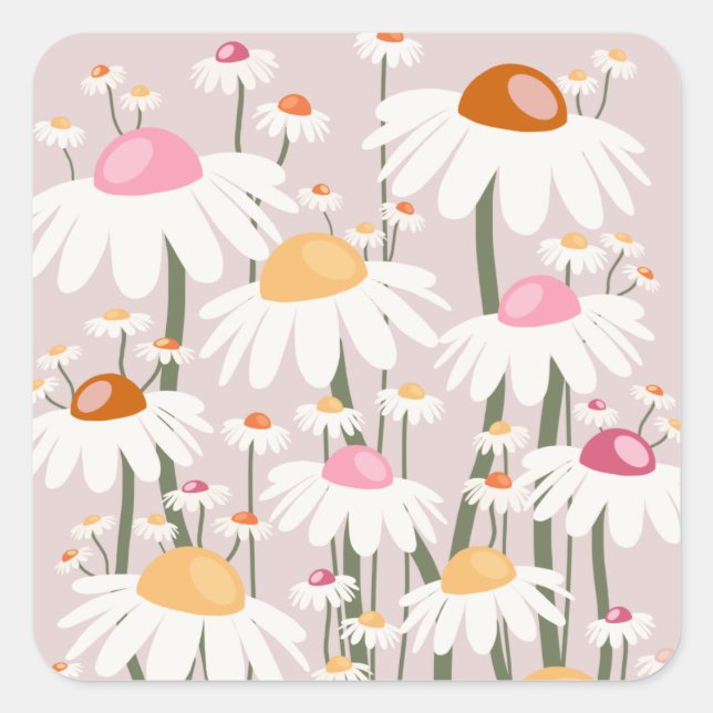 Flower Market Copenhagen Blush Pink Floral Pattern Square Sticker (Front)