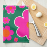 Flower Market Honolulu Modern Decor Retro Flowers Tea Towel<br><div class="desc">Flower Market Honolulu: abstract floral art – retro flowers print – pink and green.</div>