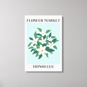 Flower Market Honolulu White Jasmine Floral Canvas Print