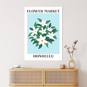 Flower Market Honolulu White Jasmine Floral Canvas Print