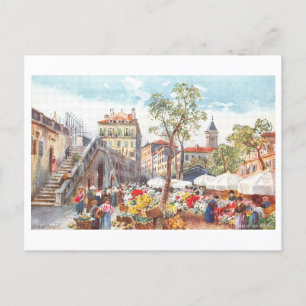 Flower Market in Nice, France, Vintage Postcard