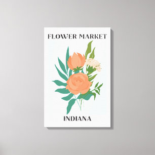 Flower Market Indiana Peach Peony Floral Canvas Print