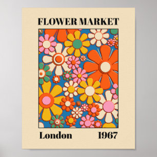 Flower Market London 1967 Colourful Retro 60s Poster
