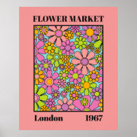 Flower Market London 1967 Colourful Retro Floral