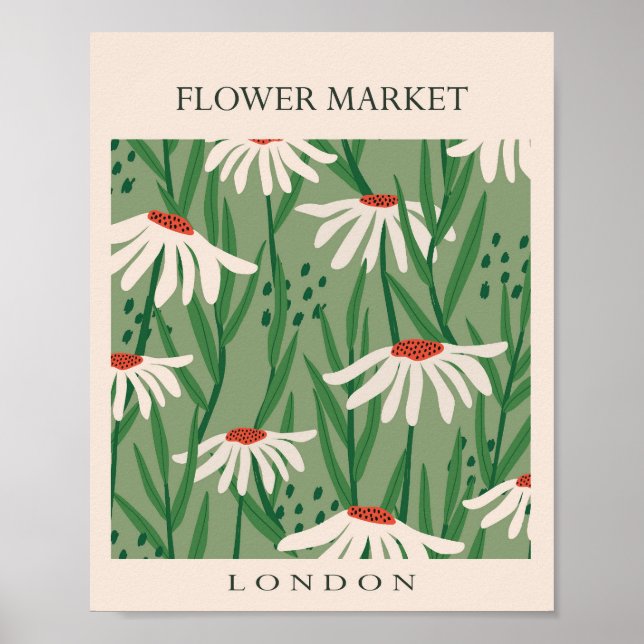 Flower Market London Retro Abstract Flowers Poster (Front)