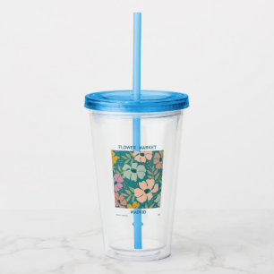 Flower Market Madrid Print Acrylic Tumbler