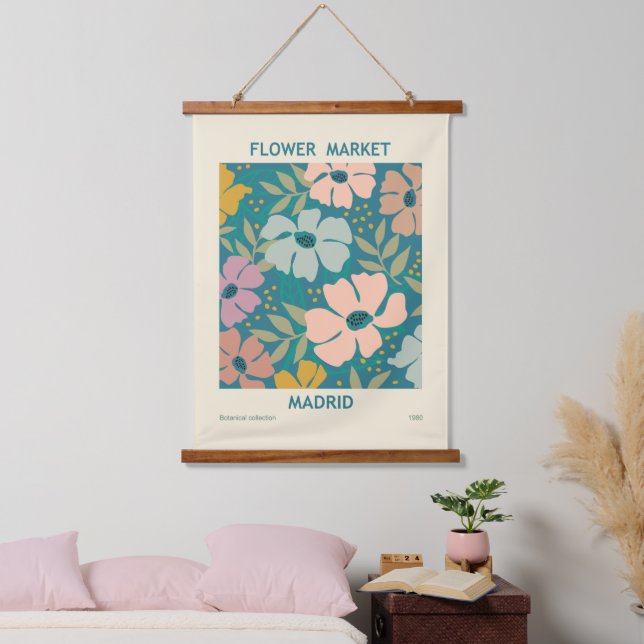 Flower Market Madrid Print Hanging Tapestry (Bedroom)