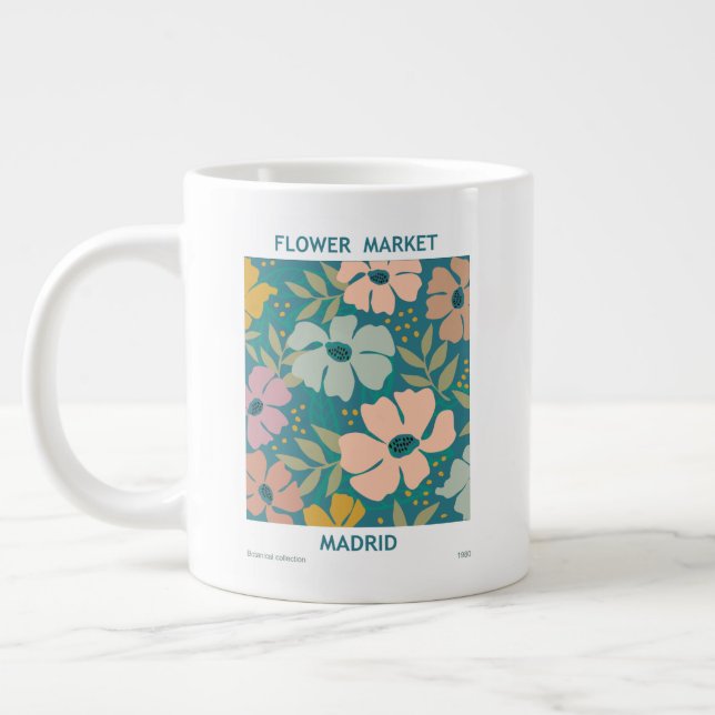 Flower Market Madrid Print Large Coffee Mug (Left)