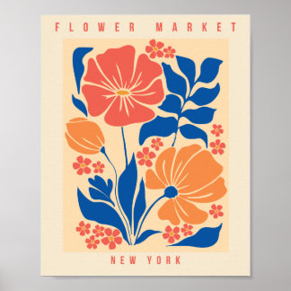 Flower Market New York Retro Floral Print