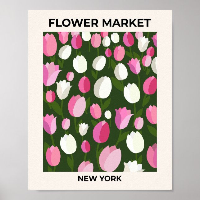 Flower Market New York Tulips Night Poster (Front)