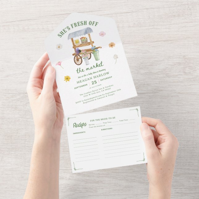 Flower Market Off The Market Bridal Shower All In One Invitation (Tearaway)