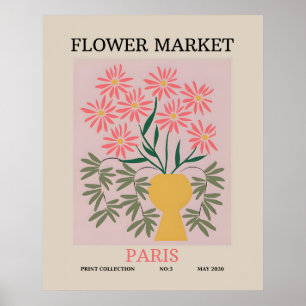 Flower market paris plants botanical art print