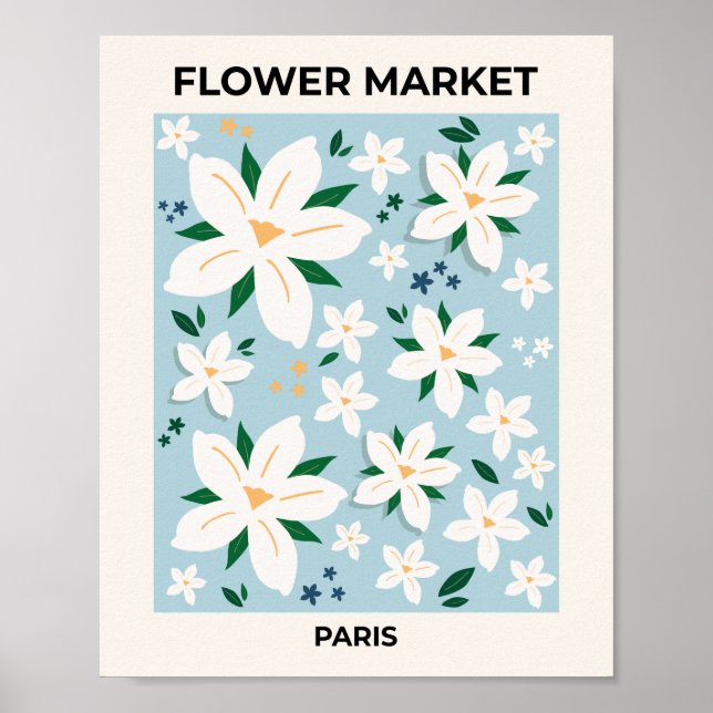 Flower Market Paris Retro Floral Modern Decor (Front)