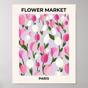 Flower Market Paris Tulips Pink And Lilac Poster