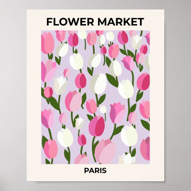Flower Market Paris Tulips Pink And Lilac Poster (Front)